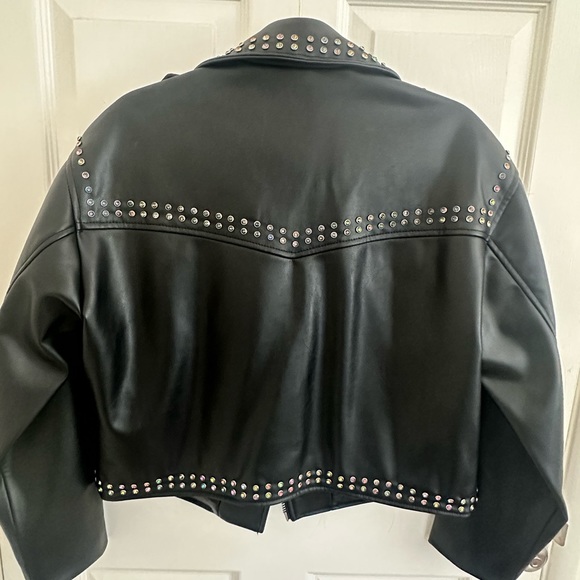 Zara Faux Leather Moto Jacket with Studs - Picture 10 of 13